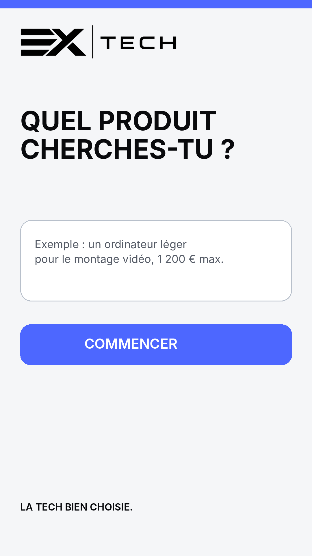 Modèle officiel de story EX TECH avec la question Quel produit cherches-tu
